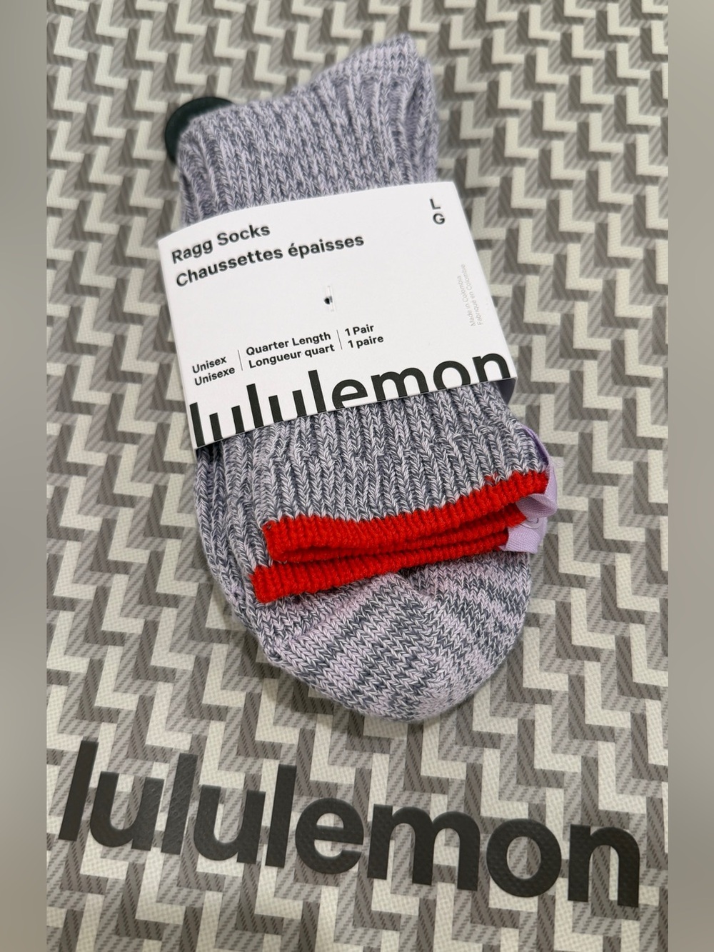 Lululemon Ragg Quarter Length Socks - Purple with Red Trim